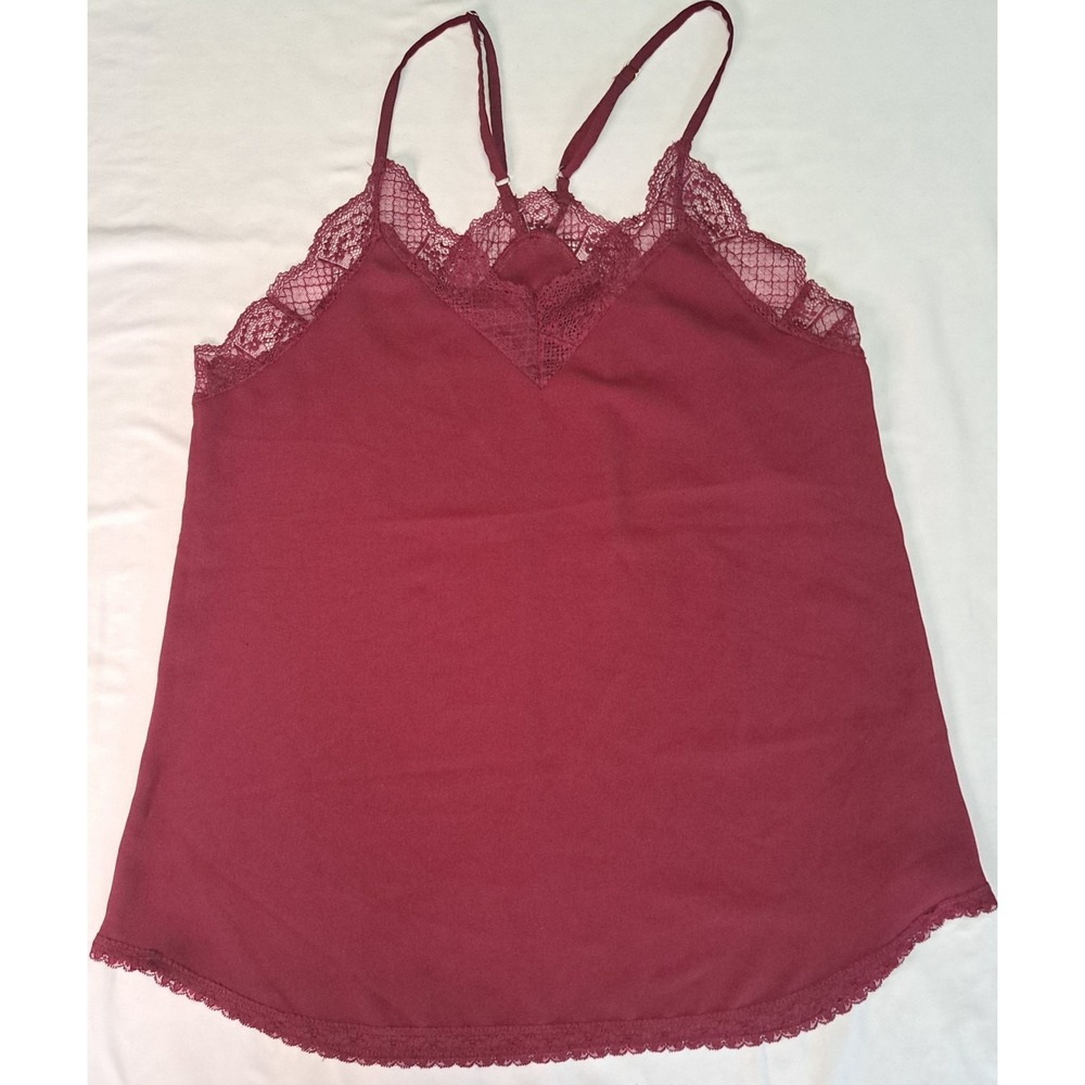 Lg Burgandy Cami Lace Trim Whimsigoth Romantic Feminine Sexy Goddesscore Vamp